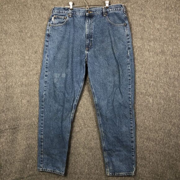 Carhartt Jeans Mens 40x34 Relaxed Fit Straight Leg Blue Denim B17 DST Med Wash - Picture 1 of 10